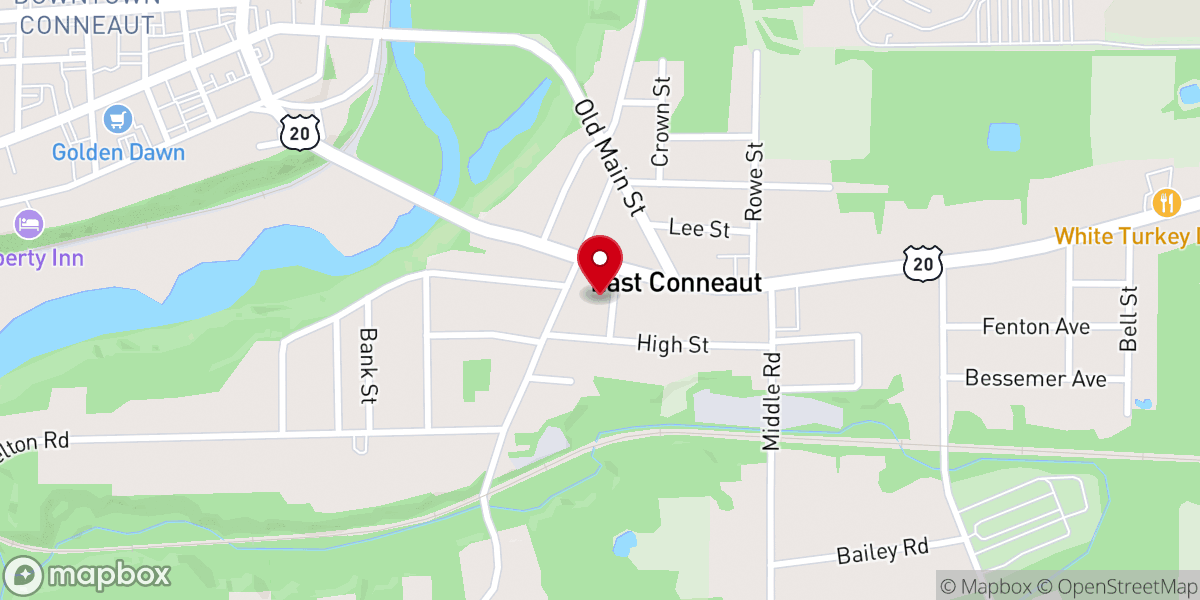 Map showing location of East Conneaut Baptist Chapel