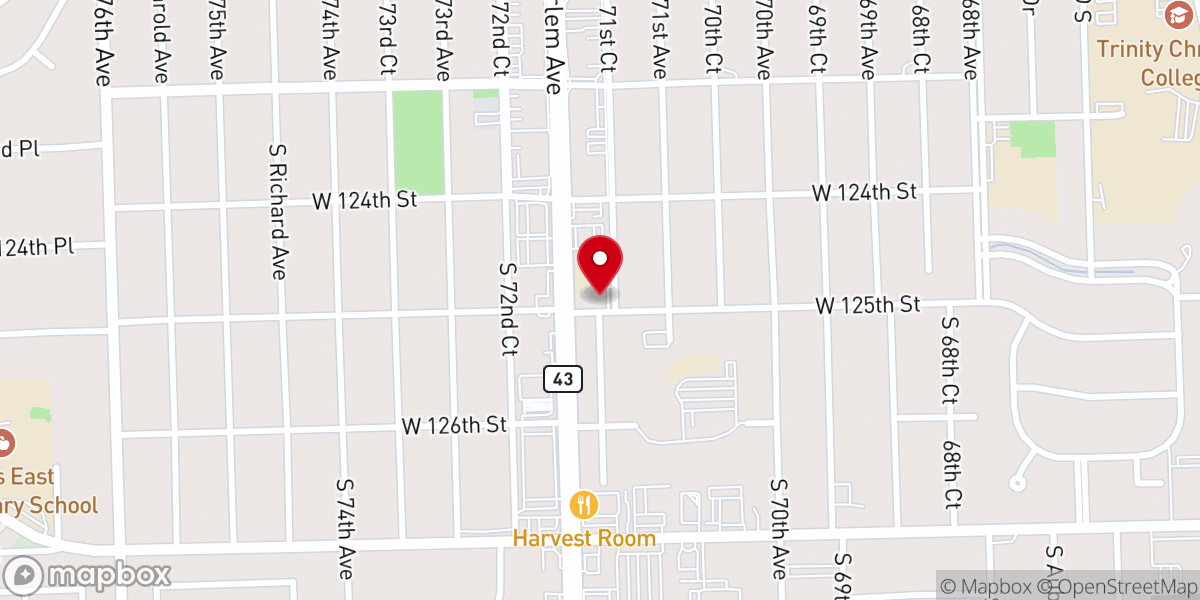 Map showing location of Palos Lutheran Church