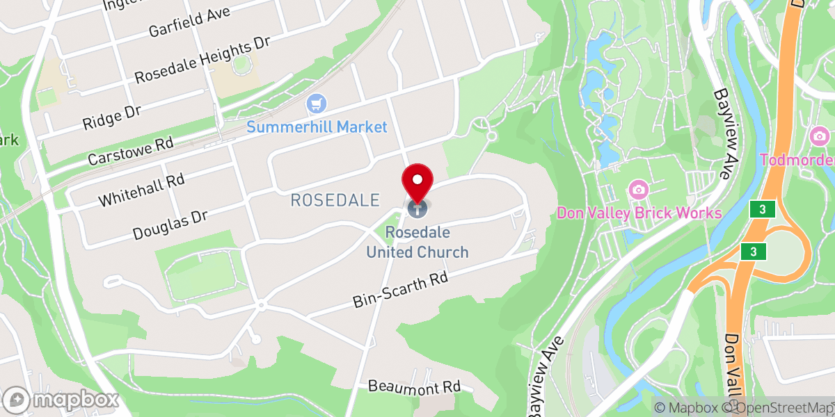 Map showing location of Rosedale United Church
