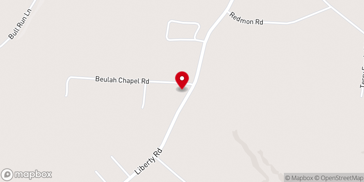 Map showing location of Beulah Chapel