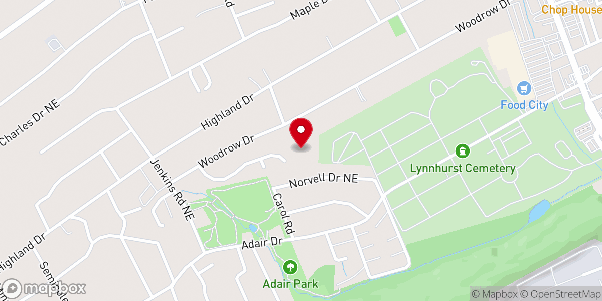 Map showing location of Temple Baptist Church