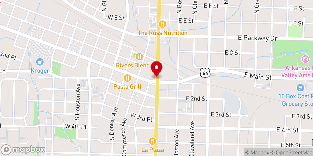 Map showing location of Iglesia Pentecostal De Russellville Inc