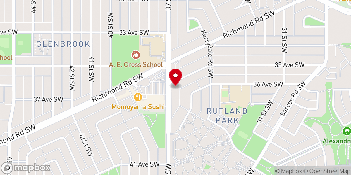 Map showing location of All Saints Calgary, Anglican Church