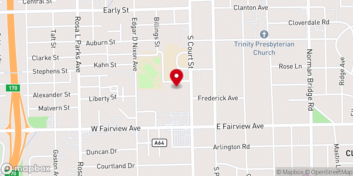 Map showing location of Holt Street Memorial Baptist Church