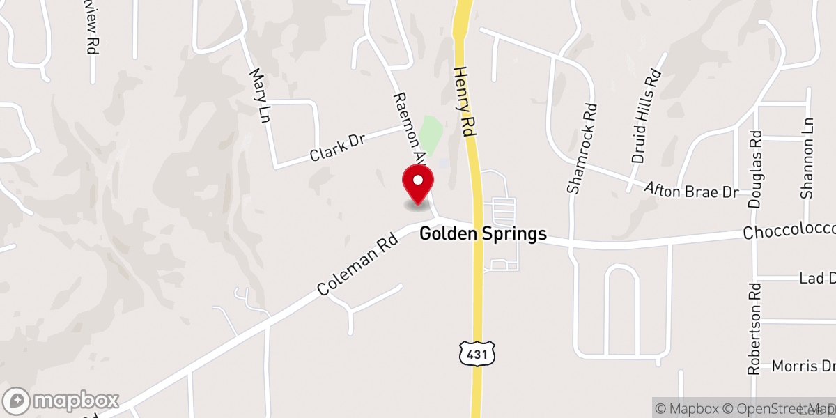 Map showing location of Anniston Bible Church