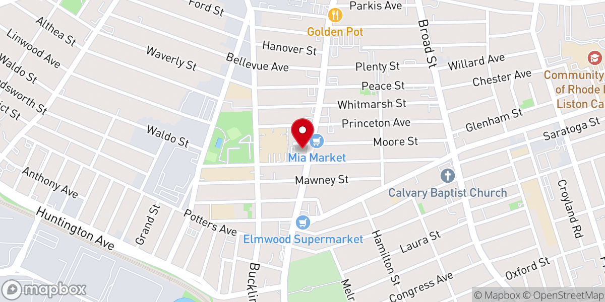 Map showing location of Elmwood Avenue Church of God
