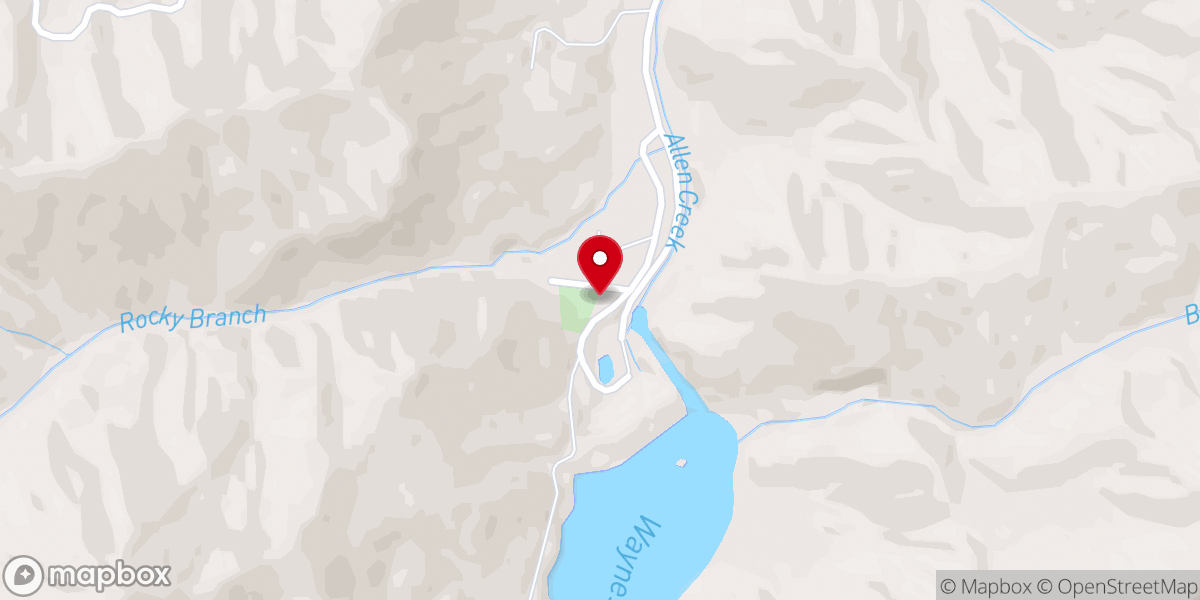 Map showing location of Rocky Branch Church