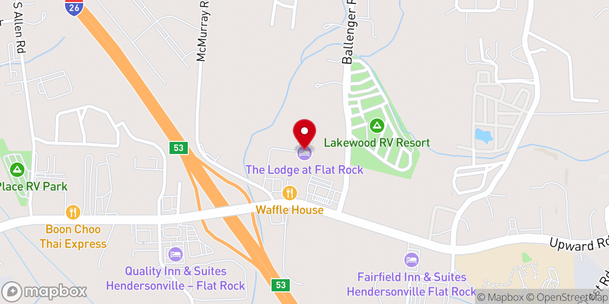 Map showing location of The Lodge at Flat Rock