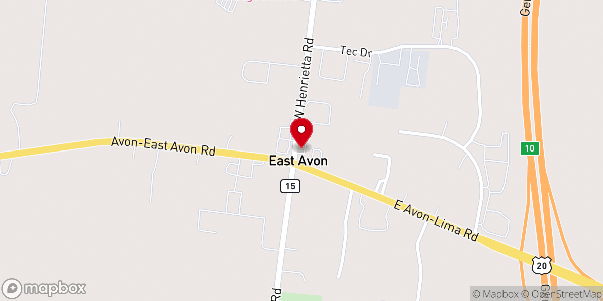 Map showing location of First Presbyterian Church of East Avon