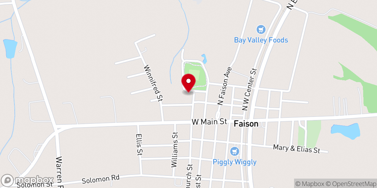Map showing location of Faison Presbyterian Manse