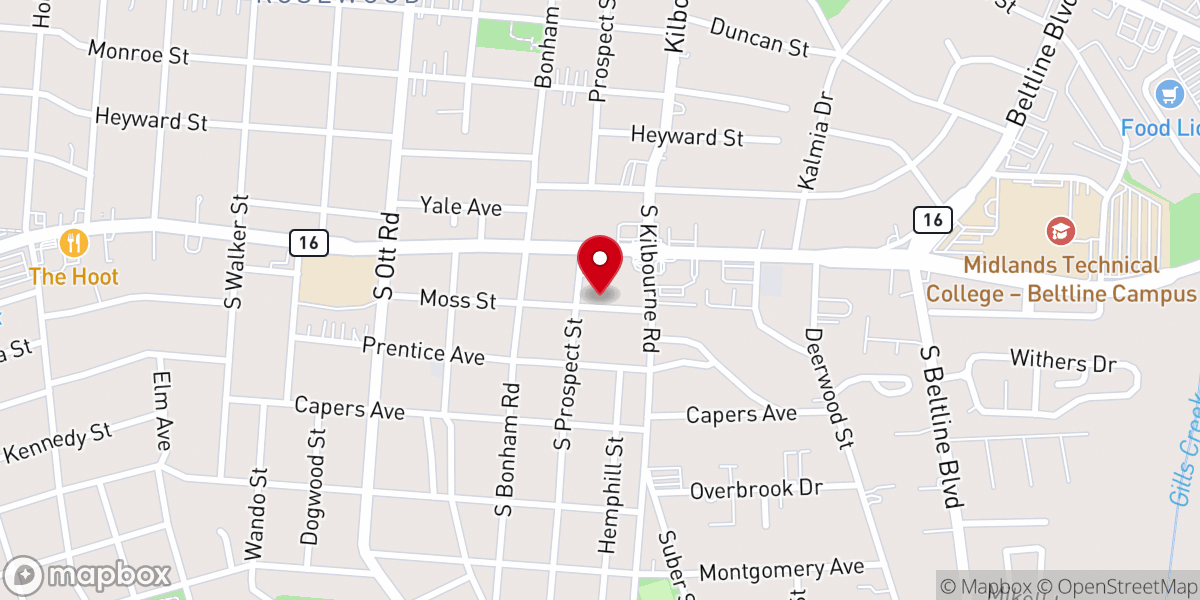 Map showing location of Rosewood Community Church