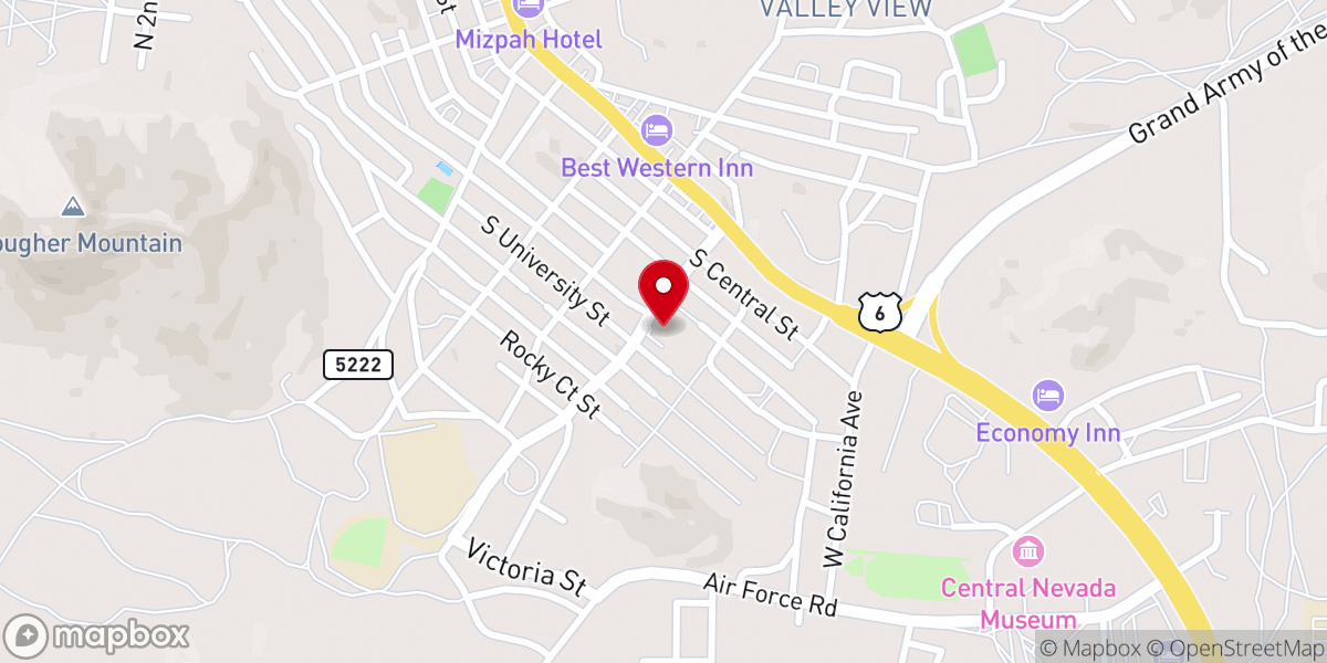Map showing location of First Baptist Church, Tonopah