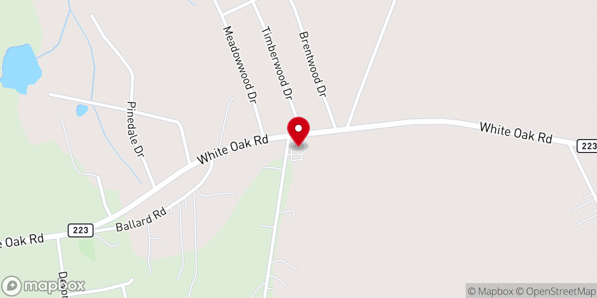 Map showing location of White Oak United Pentacostal Church