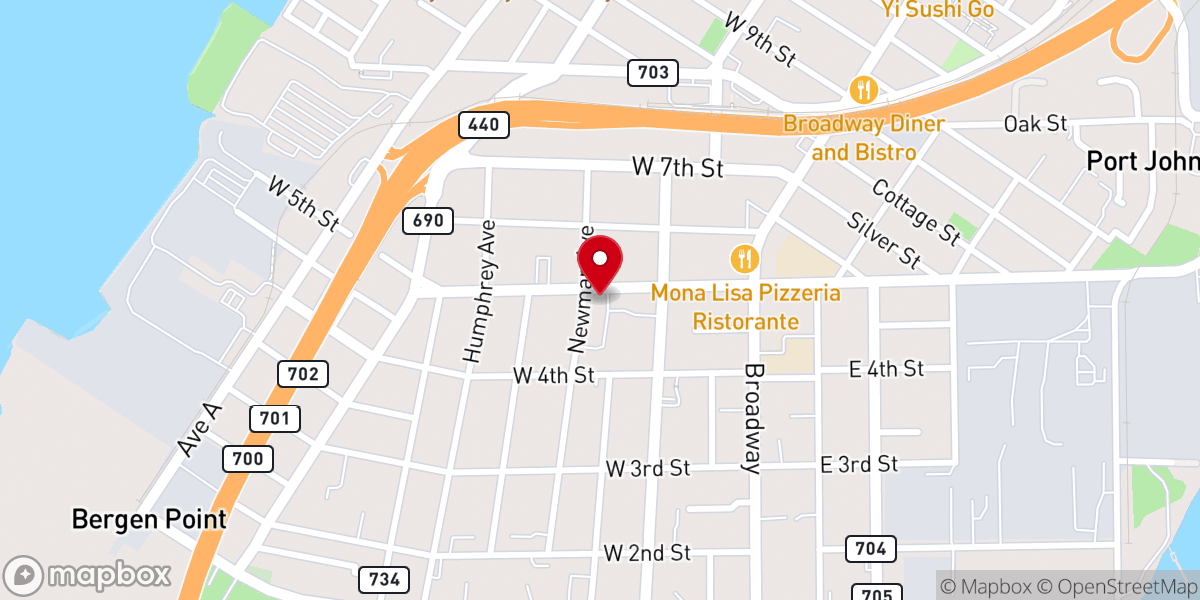Map showing location of Bergen Point Community Church
