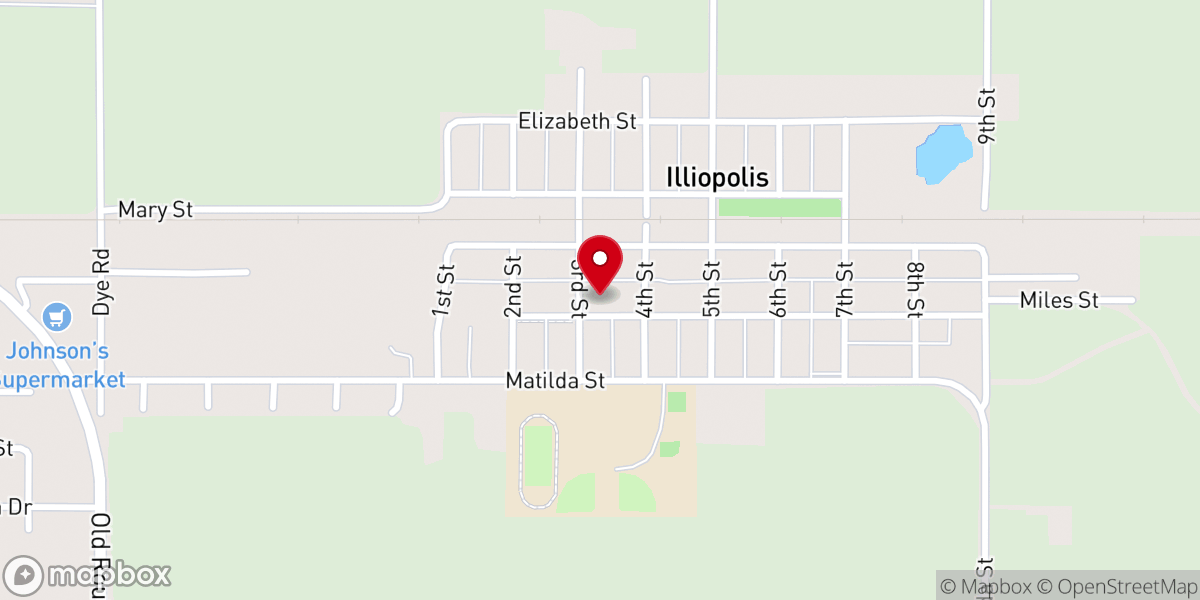 Map showing location of Christian Church-Illiopolis