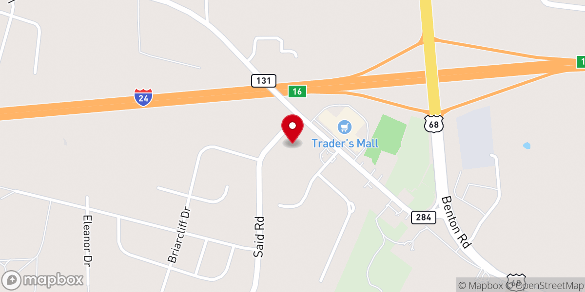 Map showing location of Gospel Mission Worship Center