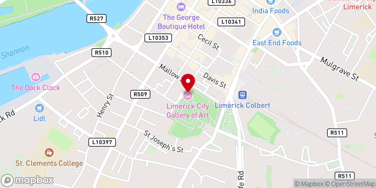 Map showing location of Limerick City Gallery of Art