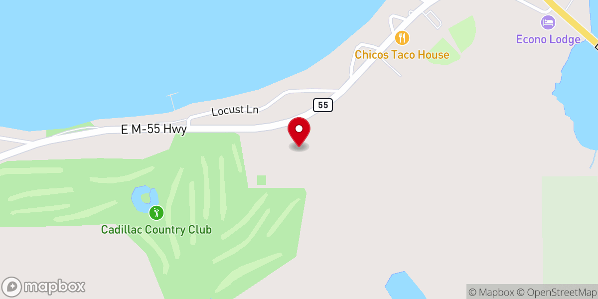 Map showing location of Cadillac Area Ministerial Association