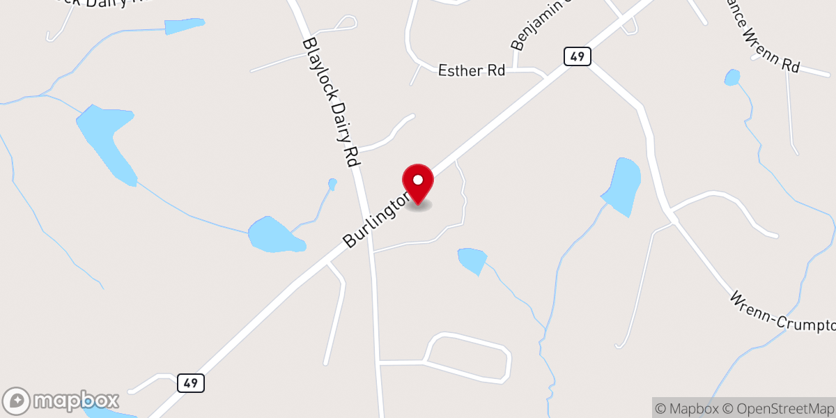 Map showing location of Roxboro Church of Christ