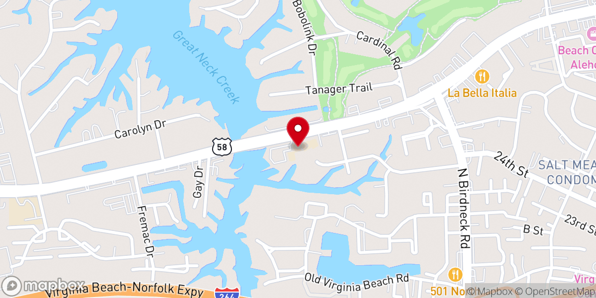 Map showing location of Virginia Beach Community Chapel