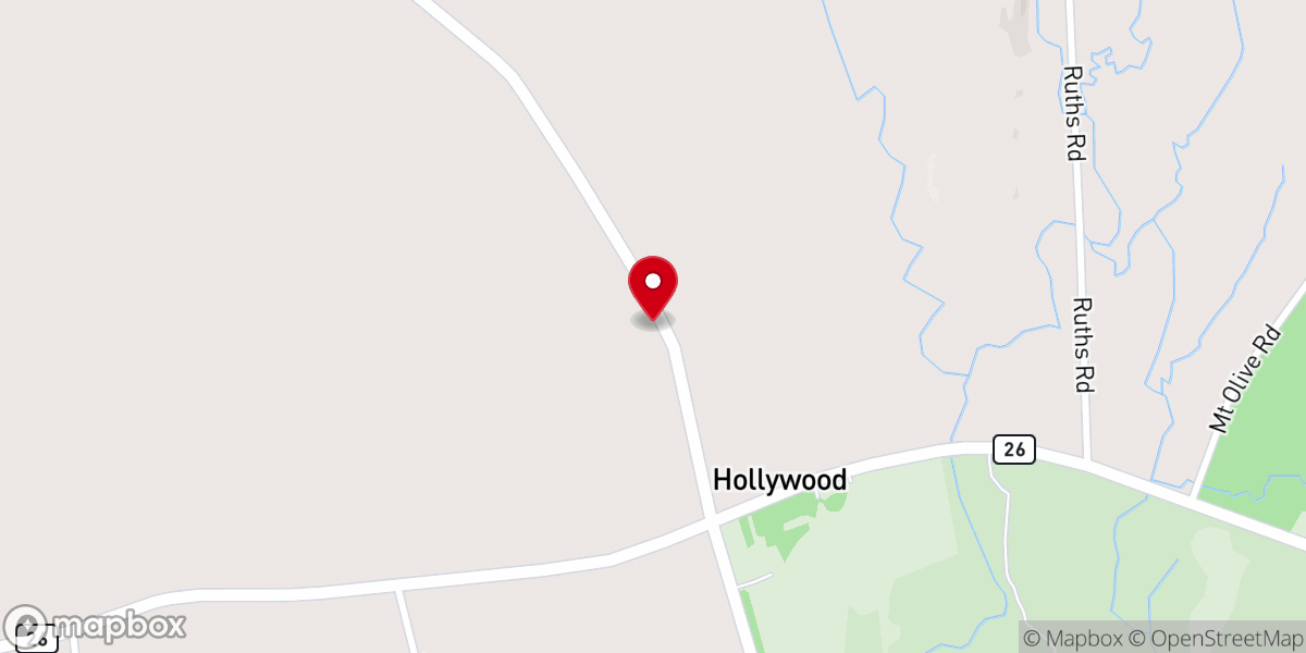 Map showing location of Hollywood Baptist Church