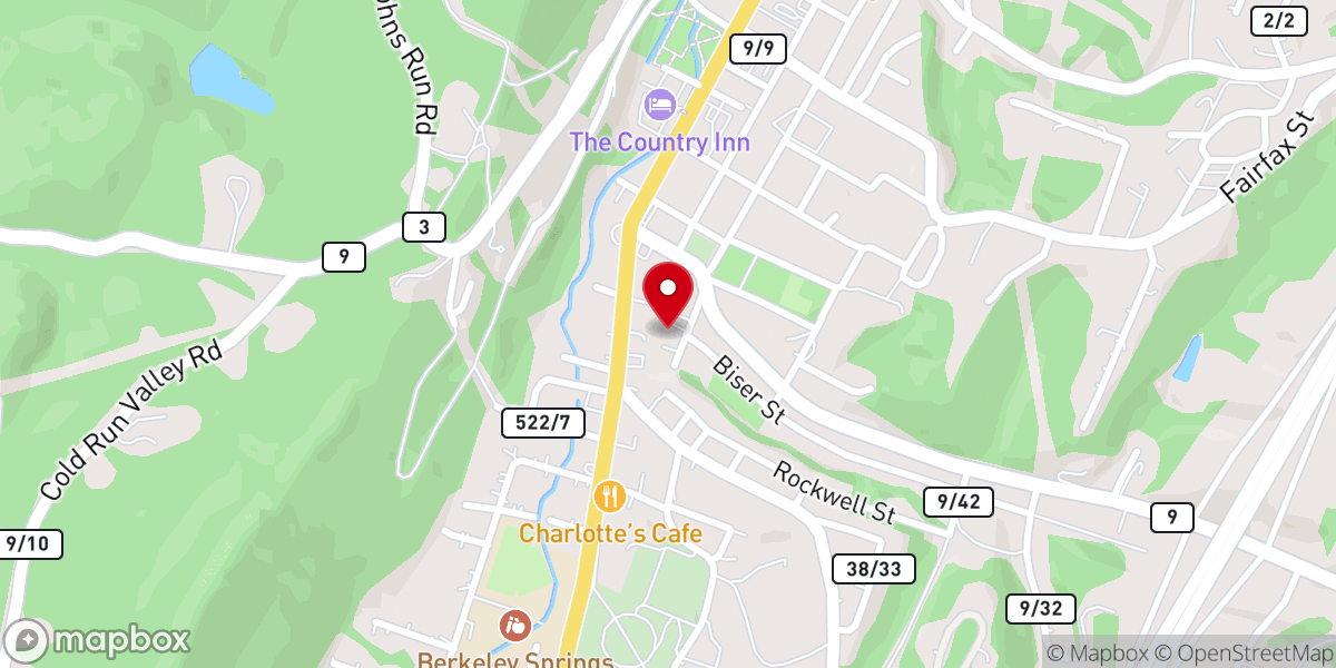 Map showing location of Berkeley Springs Church of Christ