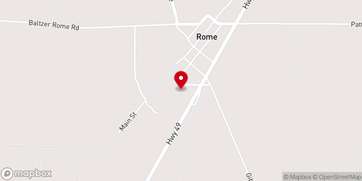 Map showing location of Rome Baptist Church