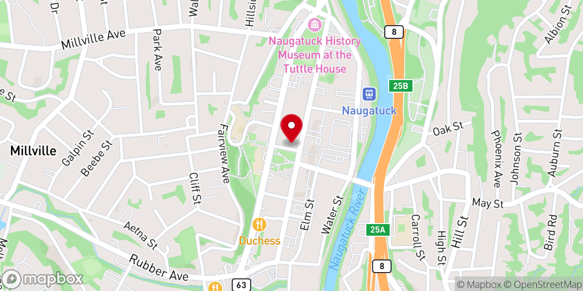 Map showing location of The Congregational Church of Naugatuck