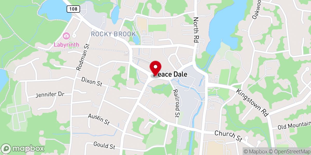 Map showing location of Peace Dale