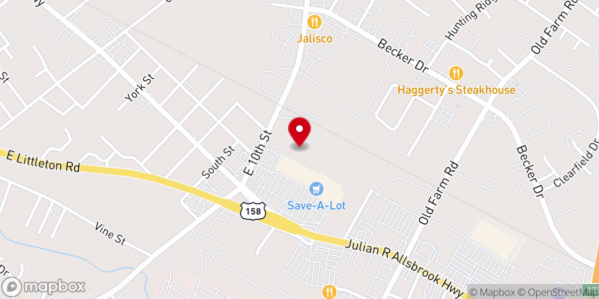Map showing location of Church Experience Roanoke Rapids