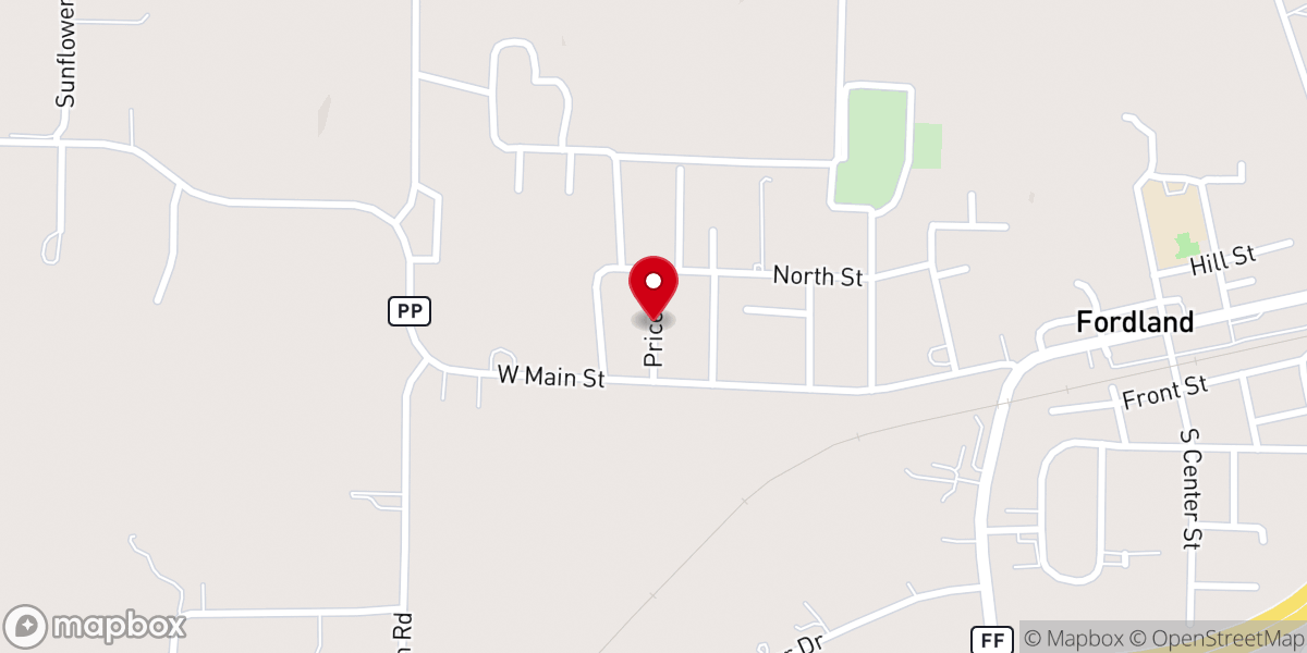 Map showing location of Fordland Freewill Baptist Church