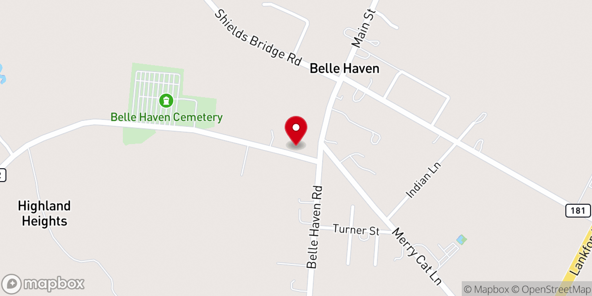 Map showing location of Mears church, keller, VA