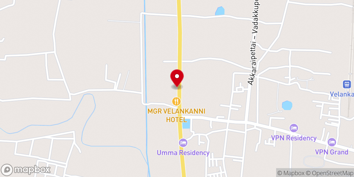 Map showing location of All To Jesus Church, Velankanni pro. Pr. SWAMINATHAN. N