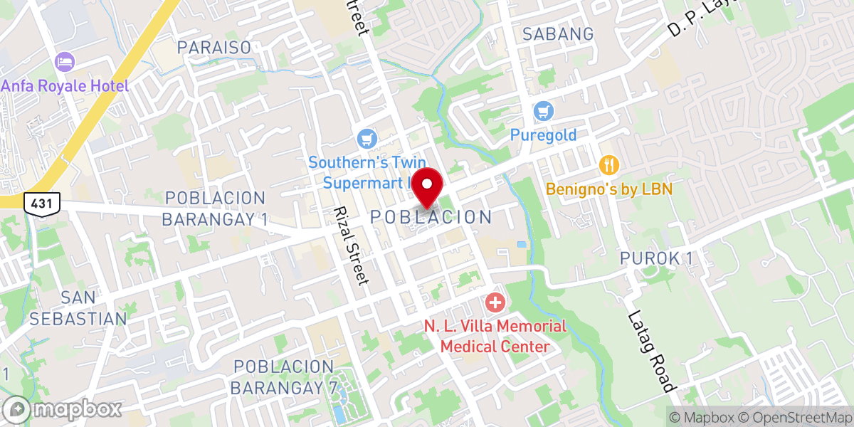 Map showing location of Cathedral of Lipa Historical Marker