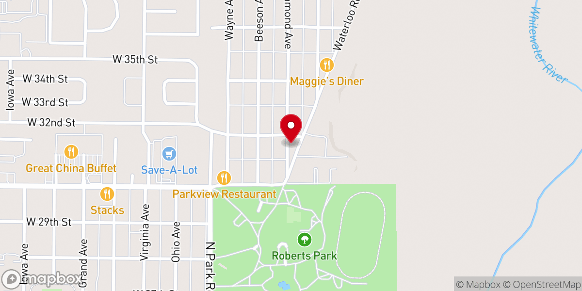 Map showing location of Park Place Church of God