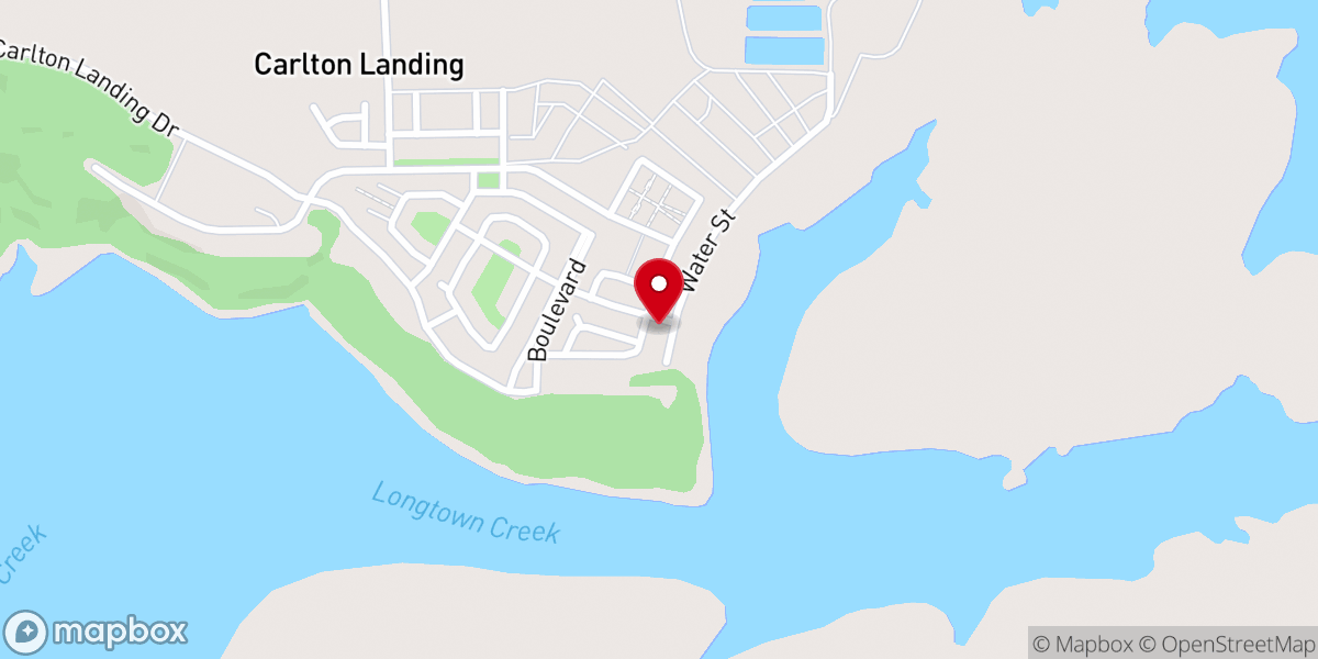 Map showing location of Carlton Landing Welcome Center