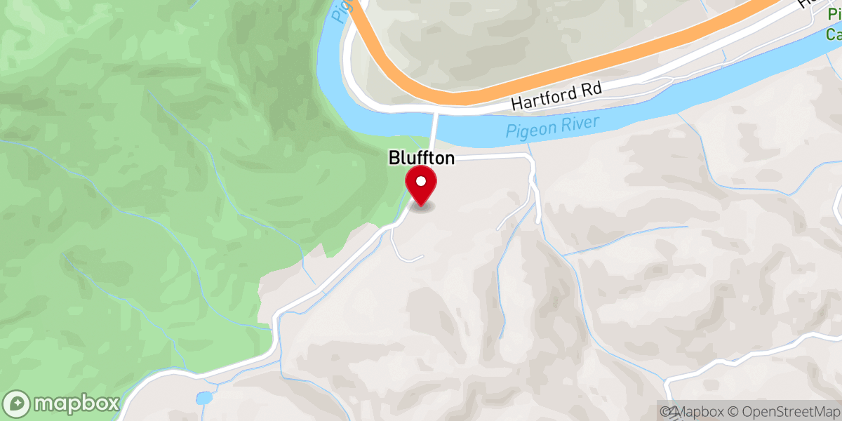 Map showing location of Bluffton Church