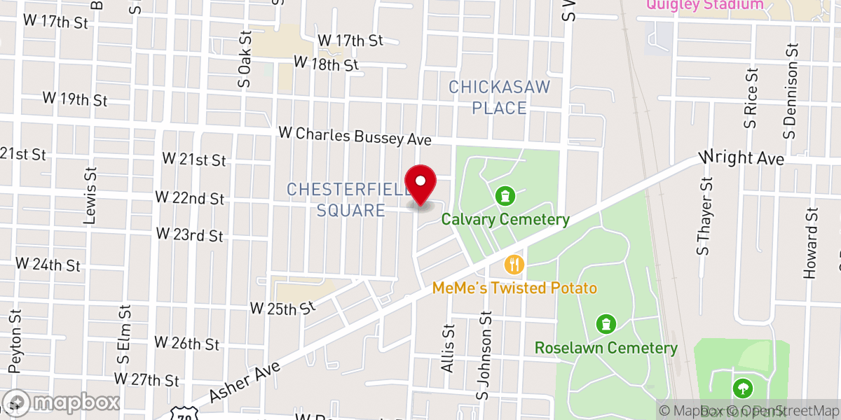 Map showing location of Thayer Street Baptist Church