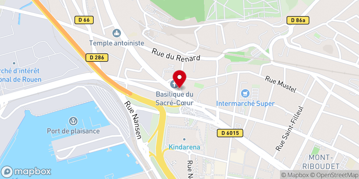 Map showing location of Basilique du Sacré-Cœur-de-Jésus à Rouen