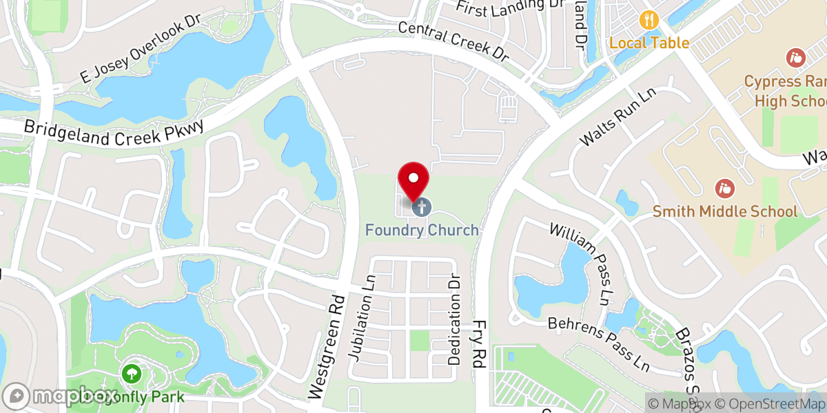 Map showing location of Foundry Church Fry Road Campus