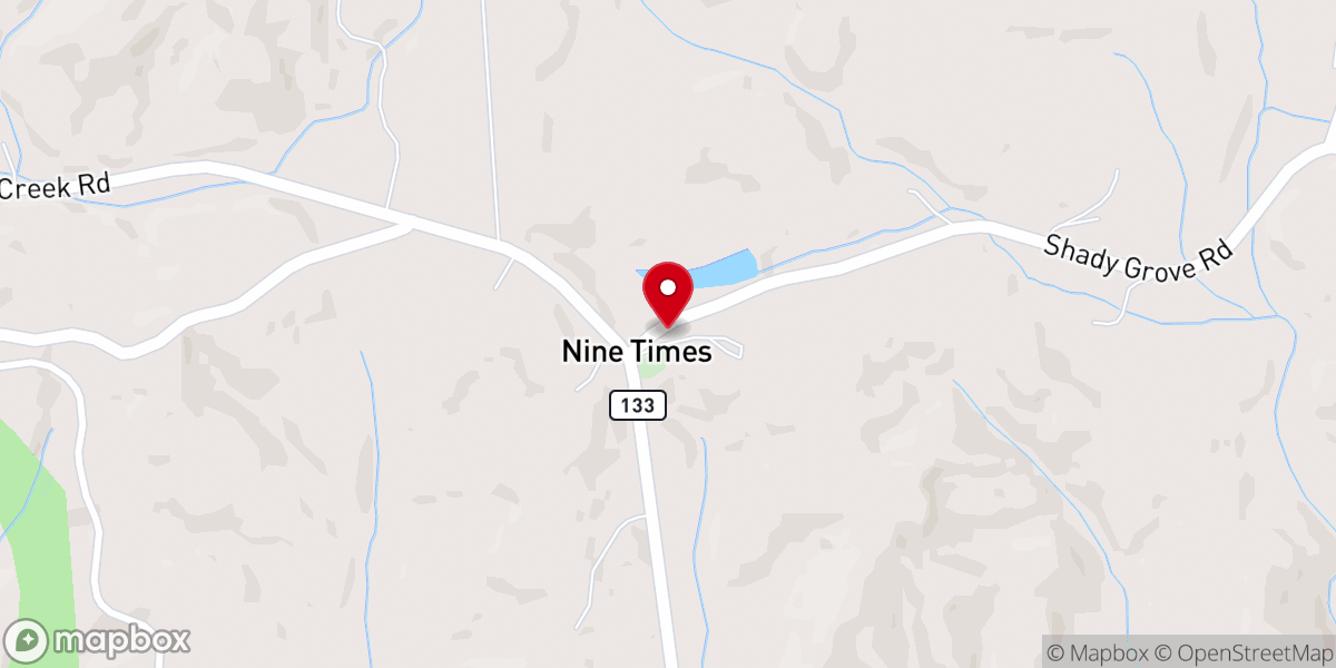 Map showing location of Shady Grove Baptist Church