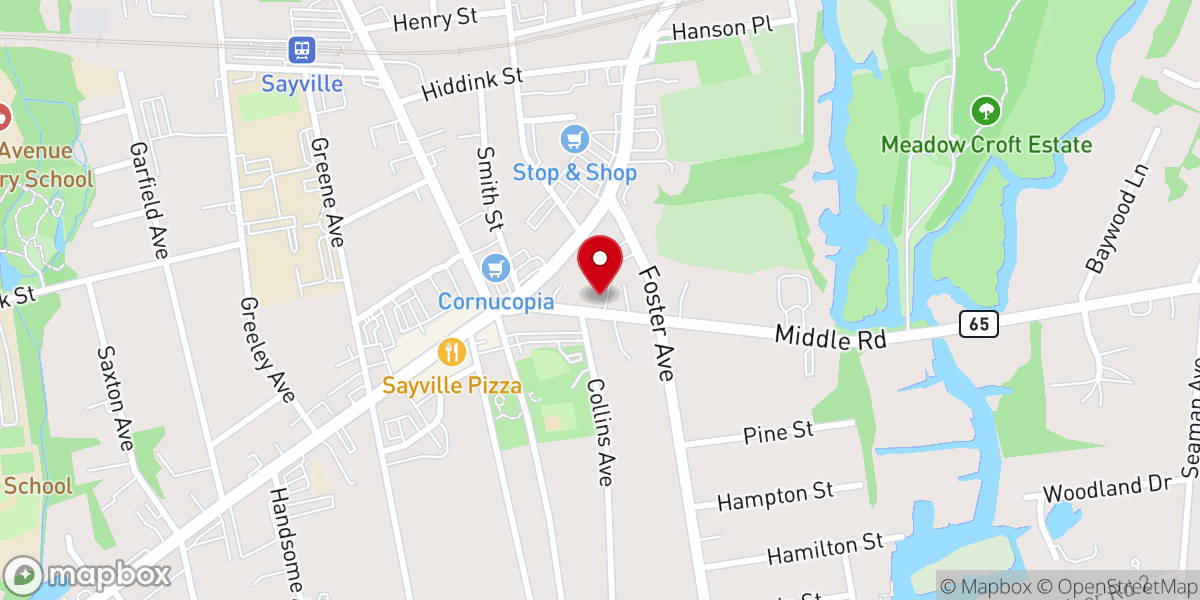 Map showing location of Sayville Congregational Church