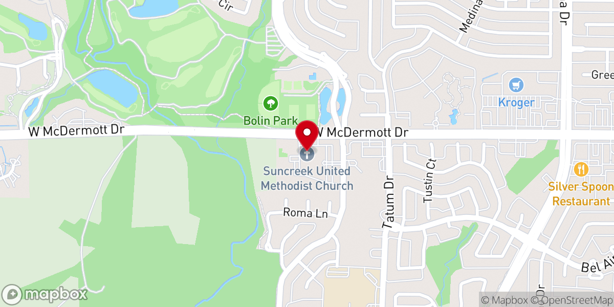 Map showing location of Suncreek United Methodist Church