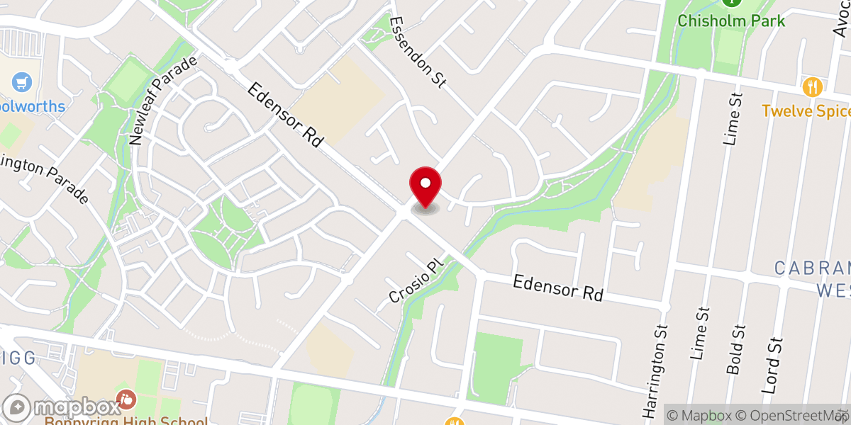 Map showing location of St Johns Park Baptist Church