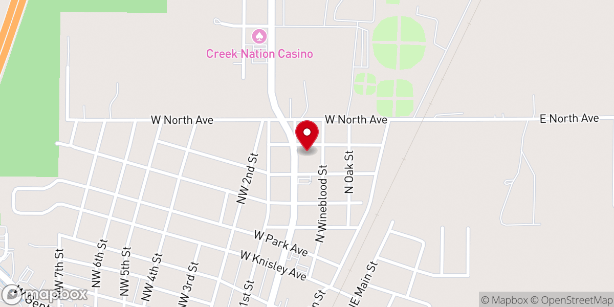 Map showing location of First Free Will Baptist Church