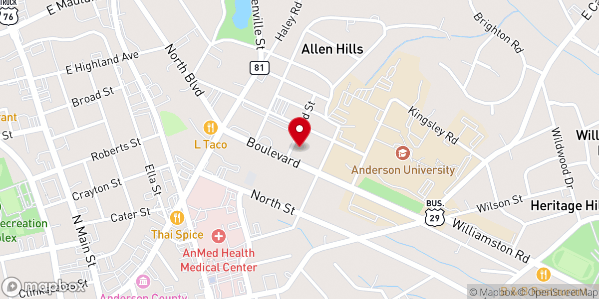 Map showing location of Church on the Boulevard