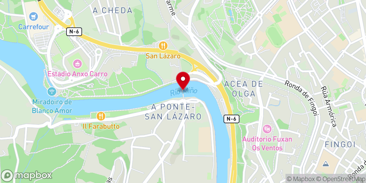 Map showing location of Puente romano de Lugo