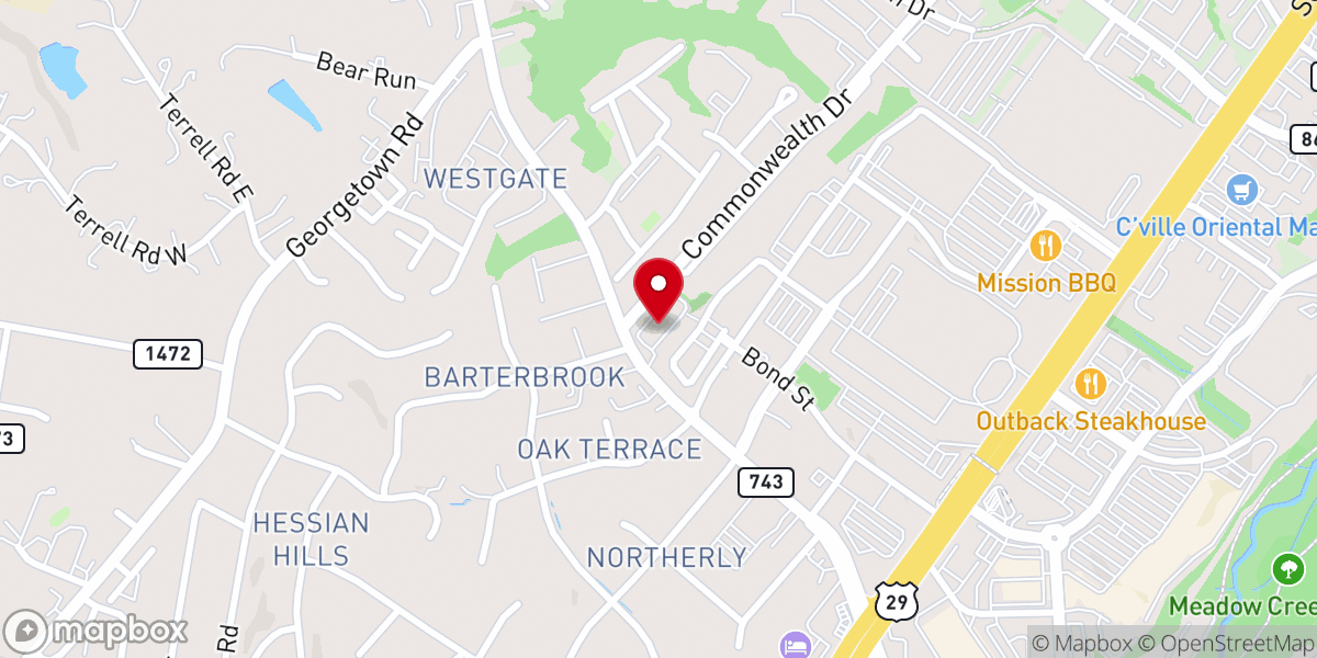 Map showing location of North Charlottesville Church of Christ