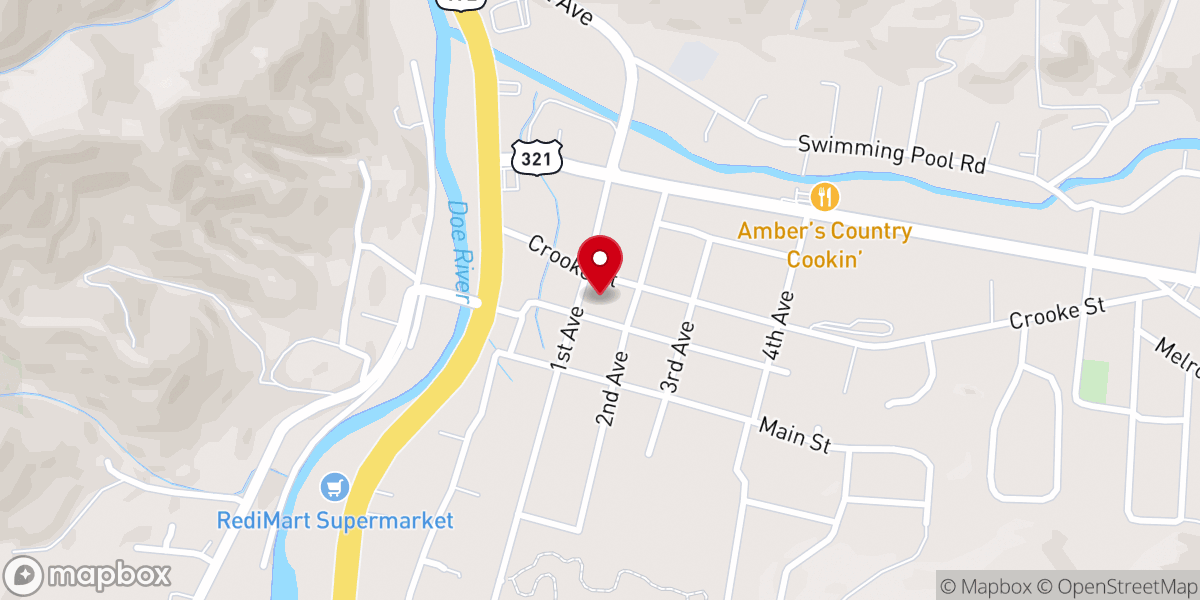 Map showing location of Hampton First Baptist Church