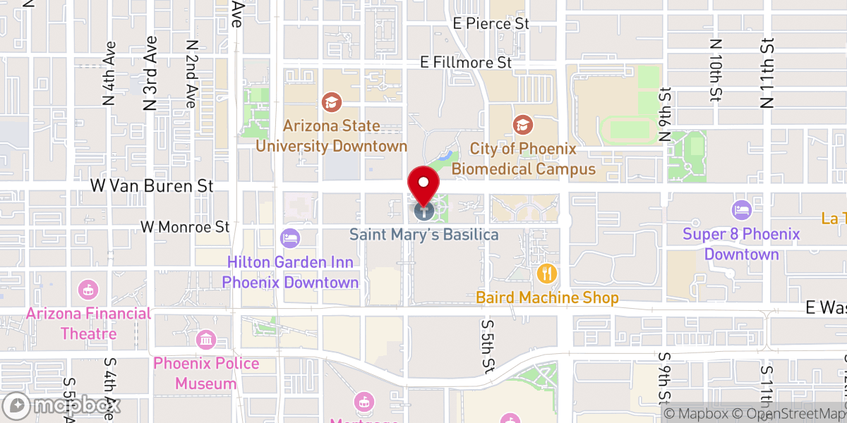 Map showing location of Saint Mary's Basilica